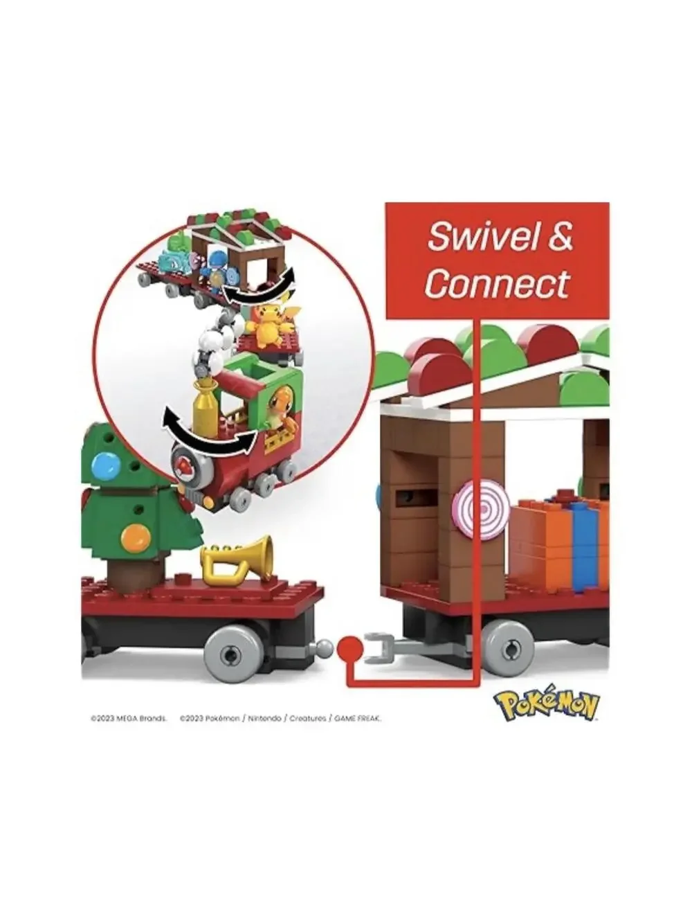 Pokemon MEGA Holiday Train Building Set Pikachu Charmander Bulbasaur Squirtle